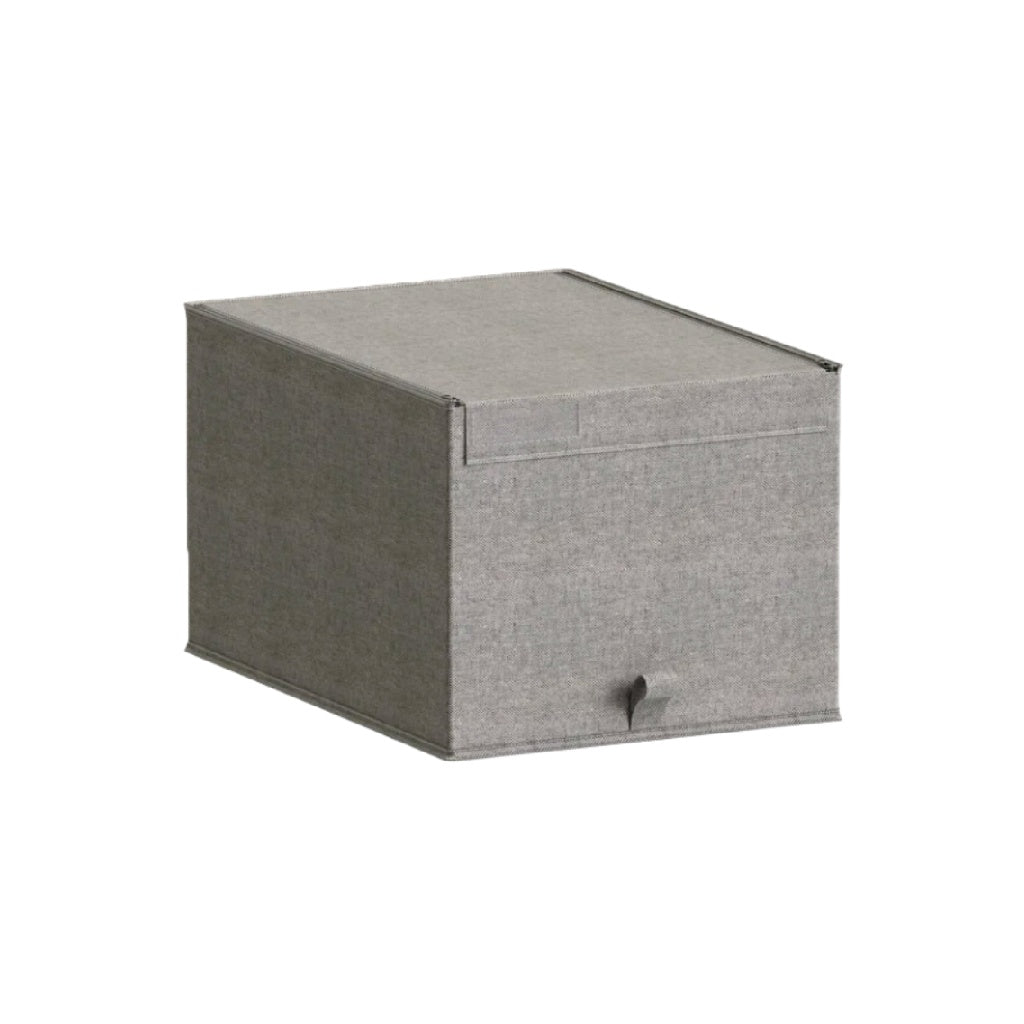 Boîte de rangement en tissu gris avec anneau de tirage